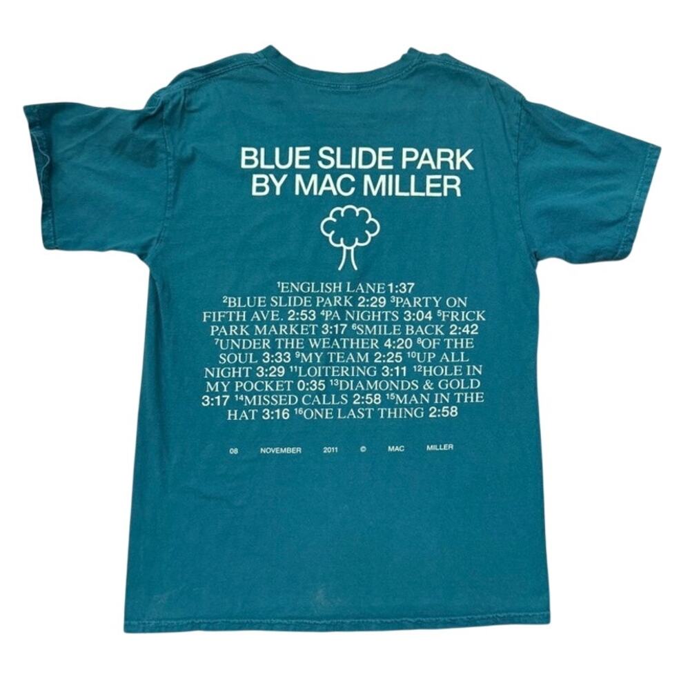 Mac Miller Shirt Mens Medium Green Blue Slide Park Album Back Graphic T-Shirt